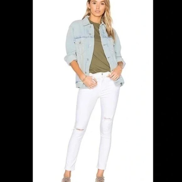 AGOLDE Sophie Crop White Distresses Size 27 - Picture 1 of 10